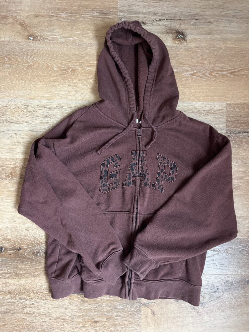 Gap Hoodie, Brown/Cheetah Zip Up